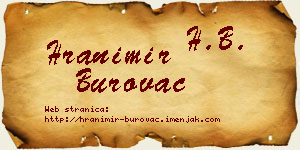 Hranimir Burovac vizit kartica